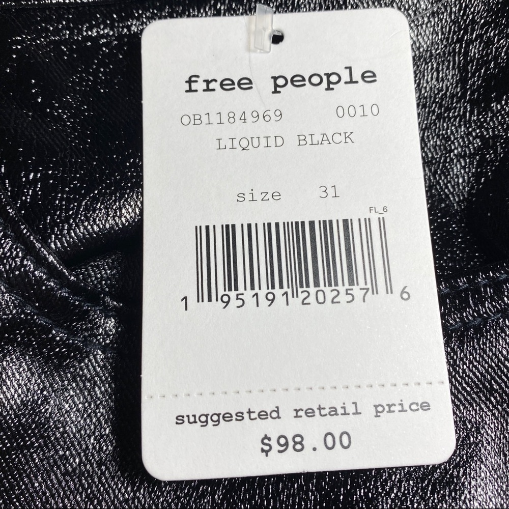 Free People Phoenix Coated Skinny Jean in Liquid Black (31) - Picture 6 of 9